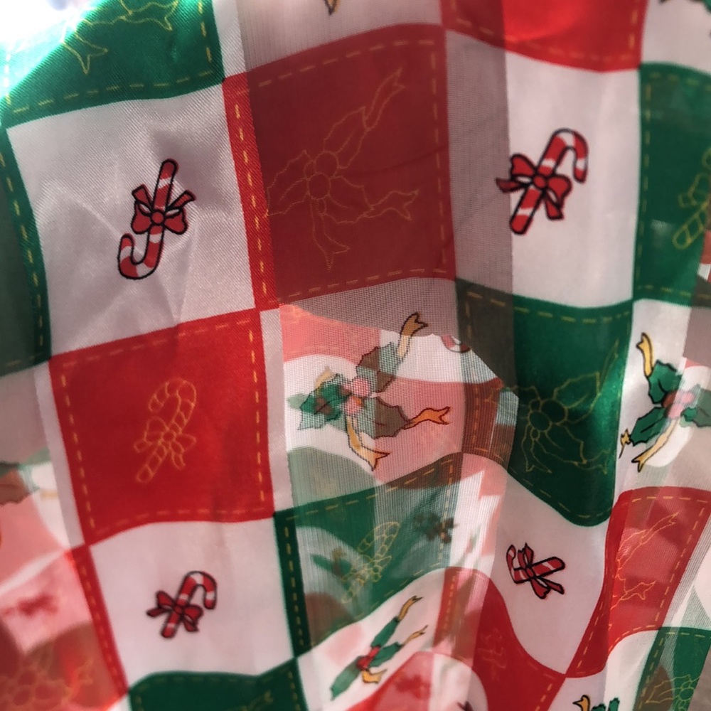Fun Christmas scarf with candy canes and Holly 100%  polyester 60 in X 13 in